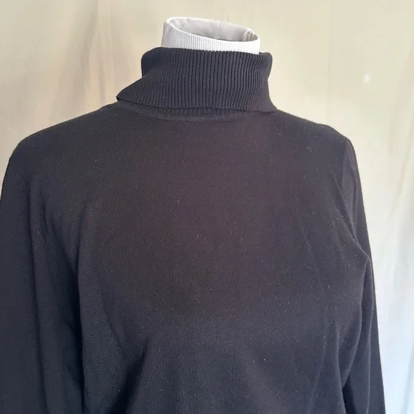Calvin Klein Black Knit Turtleneck Sweater size large classic like new ribbed - Picture 6 of 13